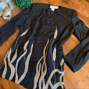 Black Beaded Jacket Blazer Sz 8